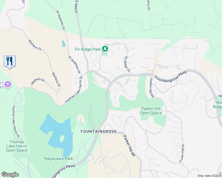 map of restaurants, bars, coffee shops, grocery stores, and more near 3573 Fir Hollow Court in Santa Rosa