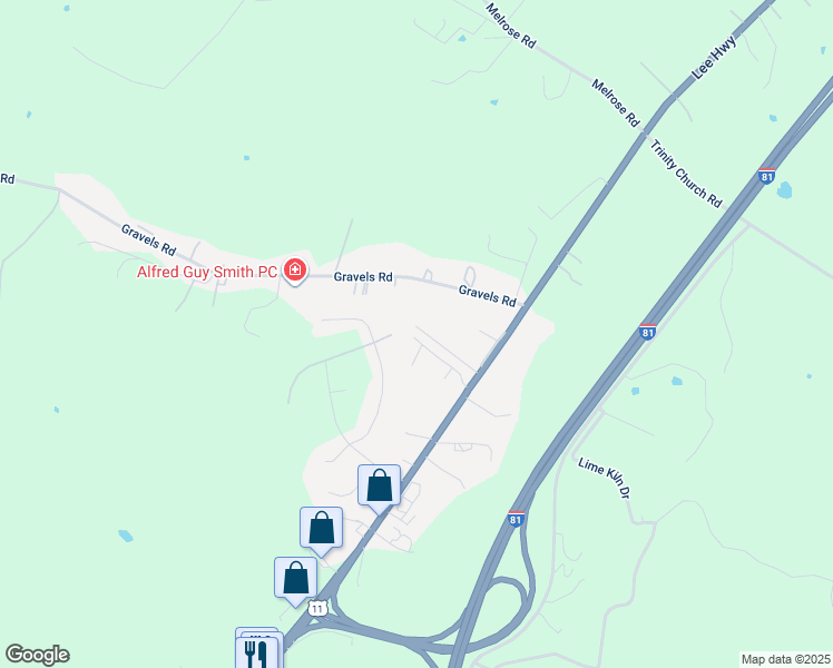 map of restaurants, bars, coffee shops, grocery stores, and more near Cedar Point Lane in Rockingham County