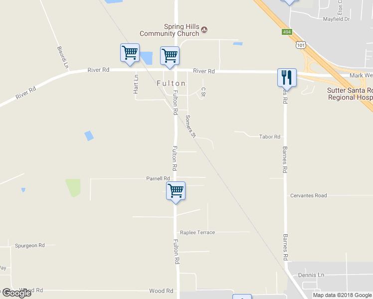 map of restaurants, bars, coffee shops, grocery stores, and more near 1190 Kelp Terrace in Fulton
