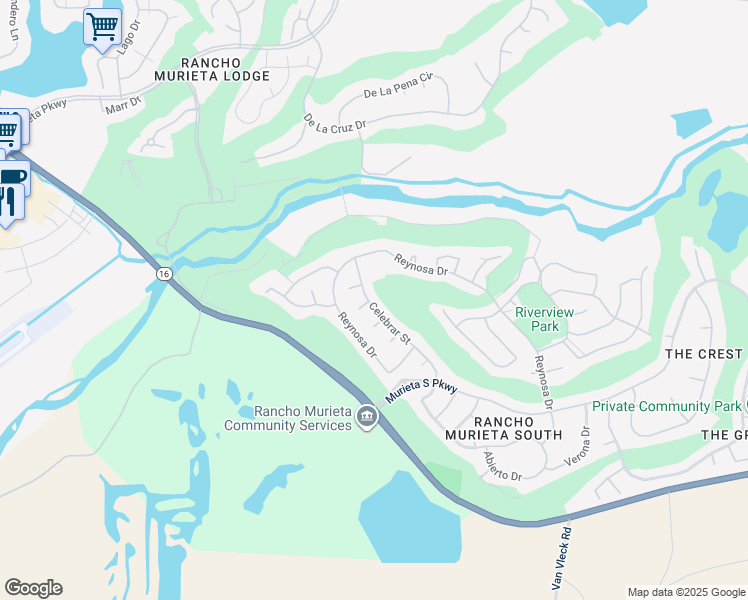 map of restaurants, bars, coffee shops, grocery stores, and more near 15147 Celebrar Street in Rancho Murieta