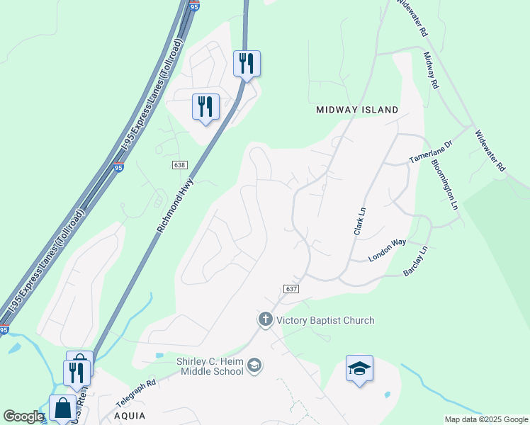 map of restaurants, bars, coffee shops, grocery stores, and more near 186 Olympic Drive in Stafford
