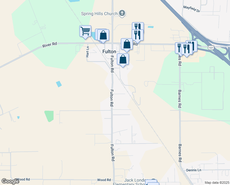 map of restaurants, bars, coffee shops, grocery stores, and more near 1190 Kelp Terrace in Fulton
