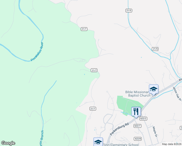map of restaurants, bars, coffee shops, grocery stores, and more near 662-695 Clearview Heights Road in Charleston