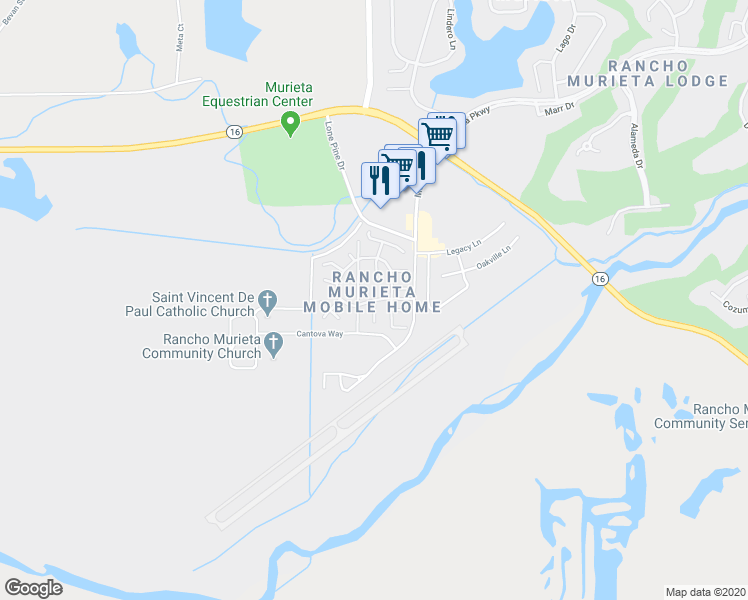 map of restaurants, bars, coffee shops, grocery stores, and more near 14751 Poncho Conde Cir in Rancho Murieta