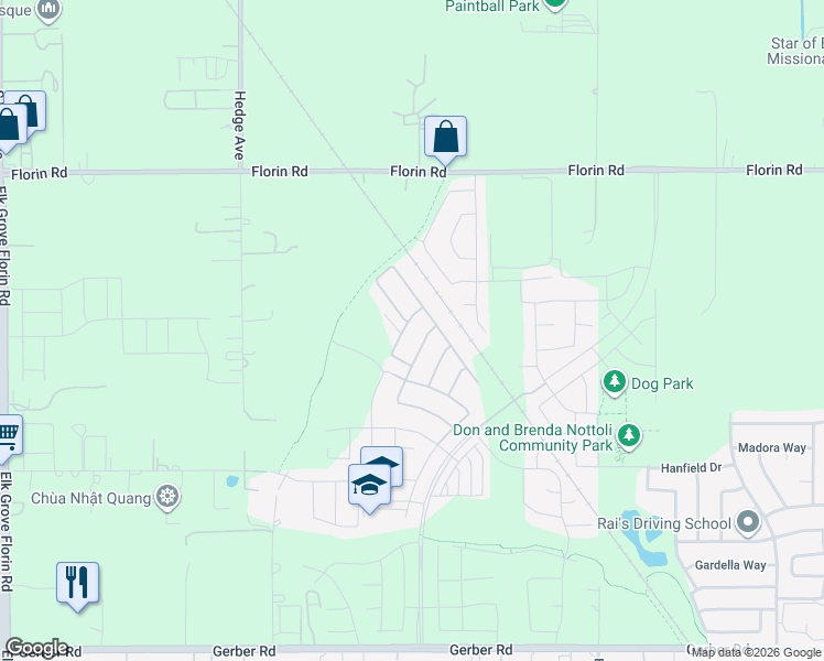 map of restaurants, bars, coffee shops, grocery stores, and more near 7367 Woodland Star Way in Sacramento
