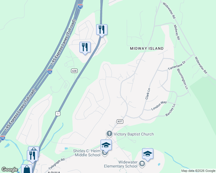 map of restaurants, bars, coffee shops, grocery stores, and more near 192 Olympic Drive in Stafford