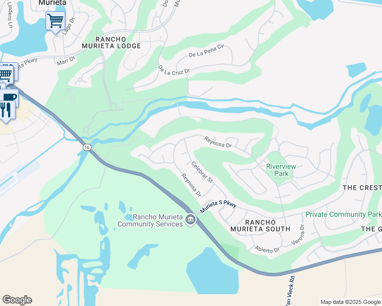 map of restaurants, bars, coffee shops, grocery stores, and more near 15135 Celebrar Street in Sloughhouse