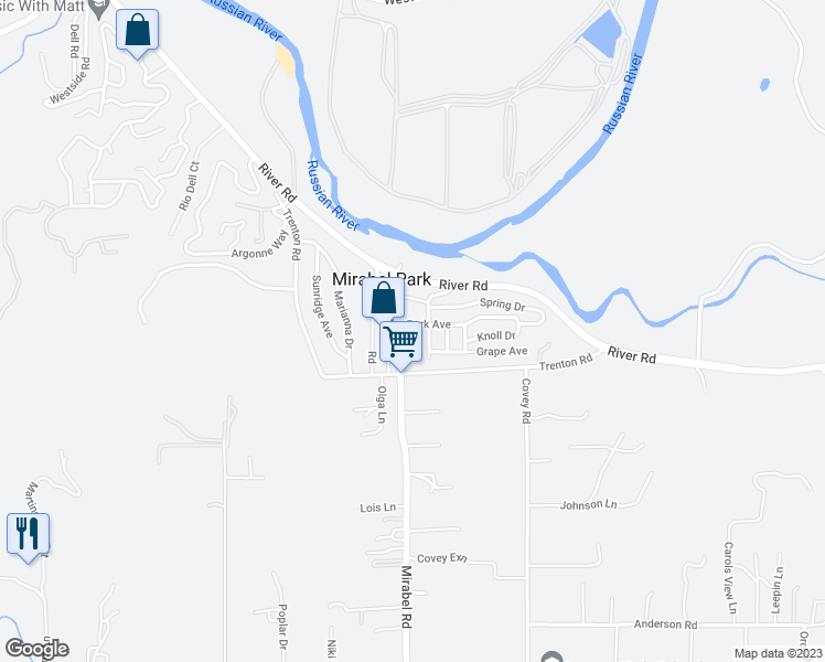 map of restaurants, bars, coffee shops, grocery stores, and more near 8065 Maple Avenue in Forestville