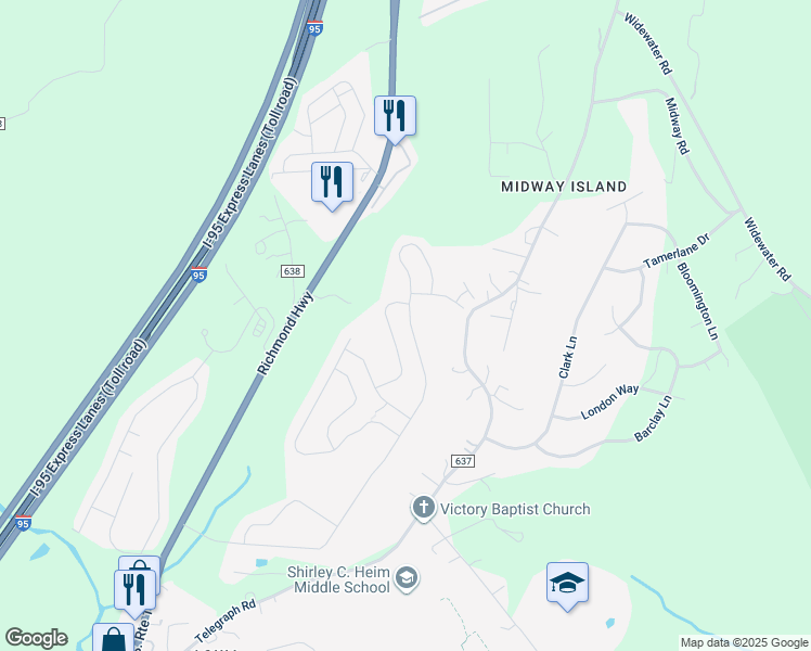 map of restaurants, bars, coffee shops, grocery stores, and more near 195 Olympic Drive in Stafford