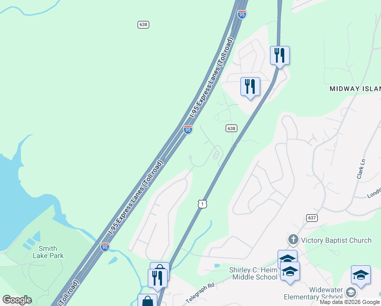 map of restaurants, bars, coffee shops, grocery stores, and more near 300 Park Ridge Court in Stafford