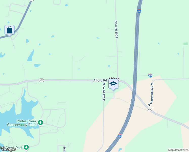 map of restaurants, bars, coffee shops, grocery stores, and more near 1587 Indiana 356 in Petersburg