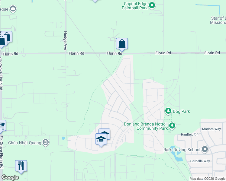 map of restaurants, bars, coffee shops, grocery stores, and more near 7367 Woodland Star Way in Sacramento