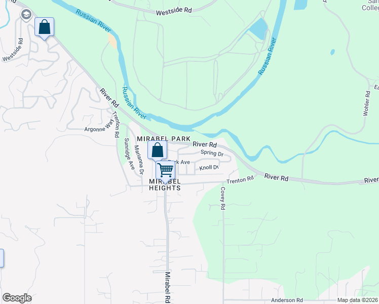 map of restaurants, bars, coffee shops, grocery stores, and more near 8350 Mirabel Avenue in Forestville