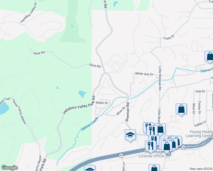 map of restaurants, bars, coffee shops, grocery stores, and more near 1784-1798 West Golden Circle in High Ridge