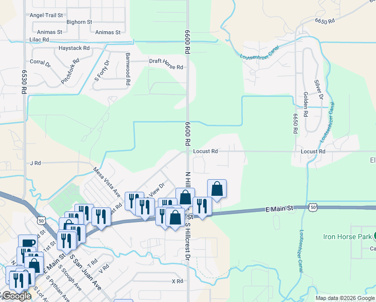 map of restaurants, bars, coffee shops, grocery stores, and more near 2001 Locust Road in Montrose
