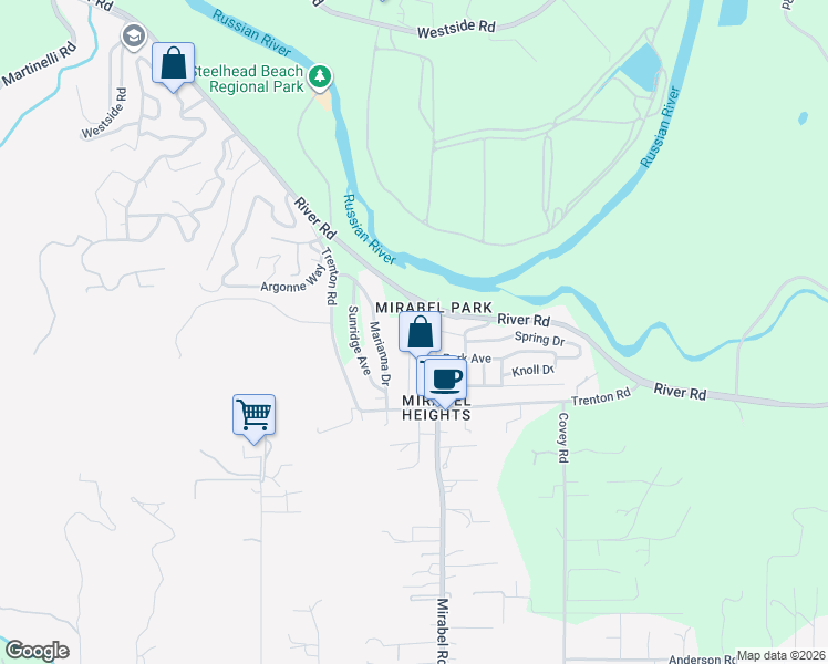 map of restaurants, bars, coffee shops, grocery stores, and more near 8590 Trenton Road in Forestville