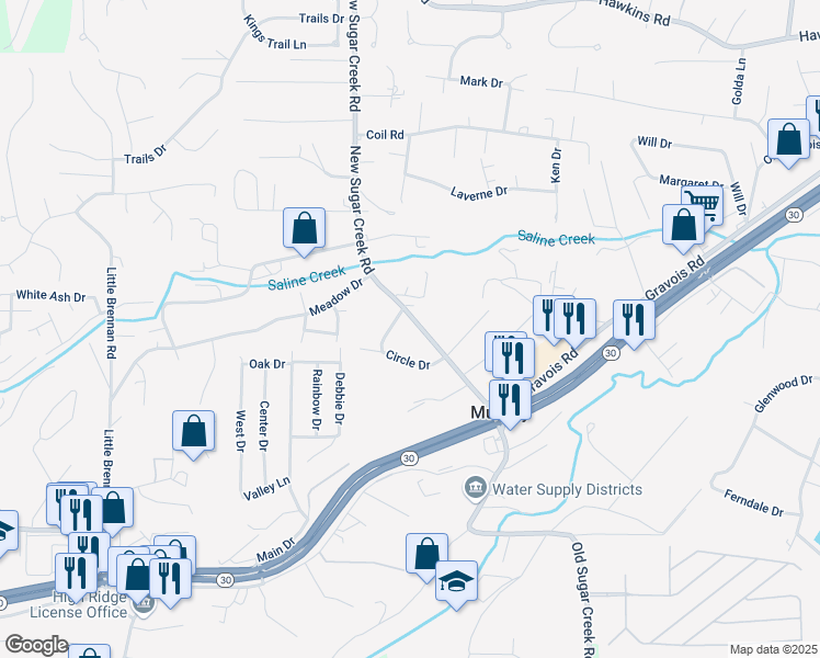 map of restaurants, bars, coffee shops, grocery stores, and more near 11 New Sugar Creek Road in Fenton