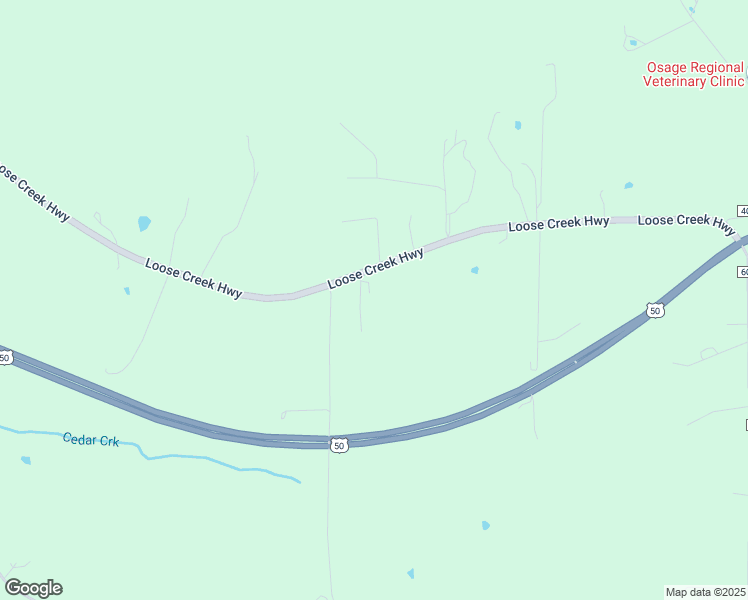 map of restaurants, bars, coffee shops, grocery stores, and more near 446 Loose Creek Highway in Loose Creek