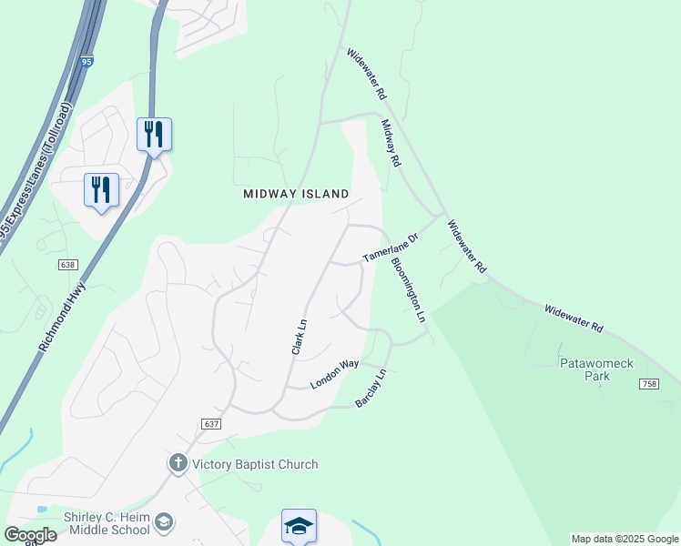 map of restaurants, bars, coffee shops, grocery stores, and more near 4 Tamerlane Drive in Stafford