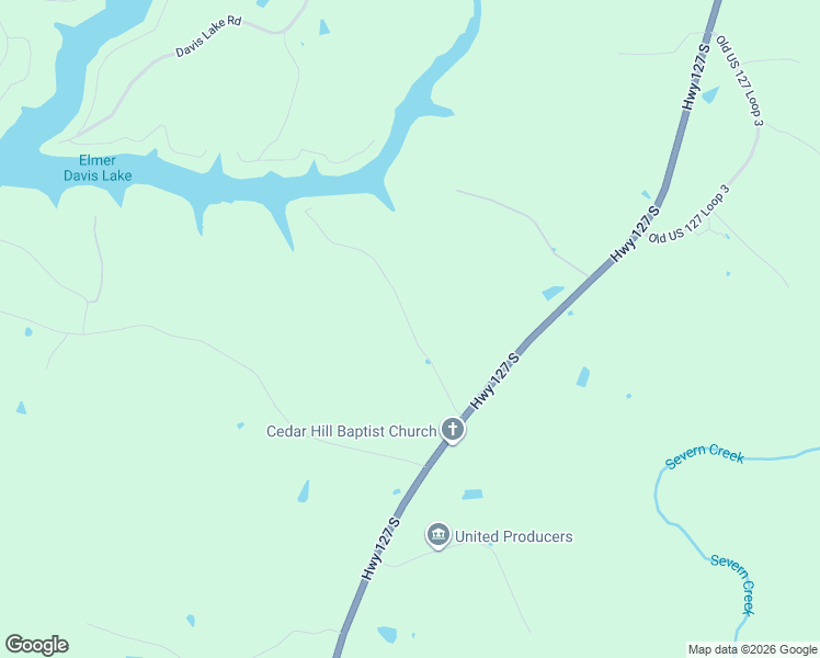 map of restaurants, bars, coffee shops, grocery stores, and more near Blanche Davis Road in Owenton