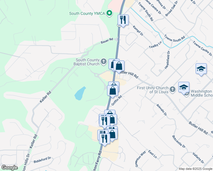 map of restaurants, bars, coffee shops, grocery stores, and more near 13052 Tesson Ferry Road in St. Louis