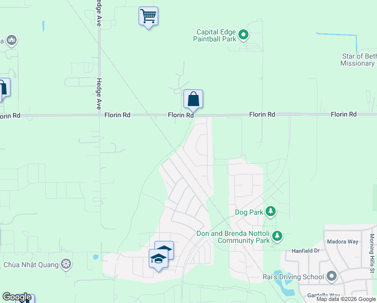 map of restaurants, bars, coffee shops, grocery stores, and more near 9322 Bear Grass Circle in Sacramento