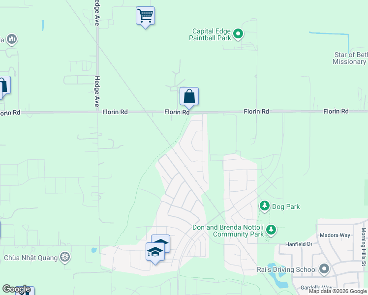map of restaurants, bars, coffee shops, grocery stores, and more near 9322 Bear Grass Circle in Sacramento