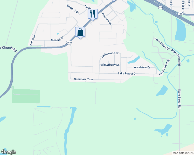 map of restaurants, bars, coffee shops, grocery stores, and more near 244 Lake Forest Drive in Belleville