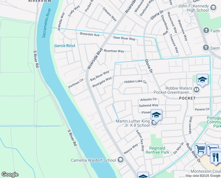 map of restaurants, bars, coffee shops, grocery stores, and more near 7238 Harbor Light Way in Sacramento