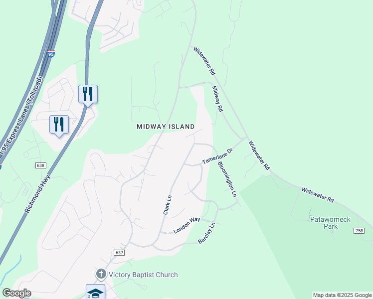 map of restaurants, bars, coffee shops, grocery stores, and more near 69 Clark Lane in Stafford