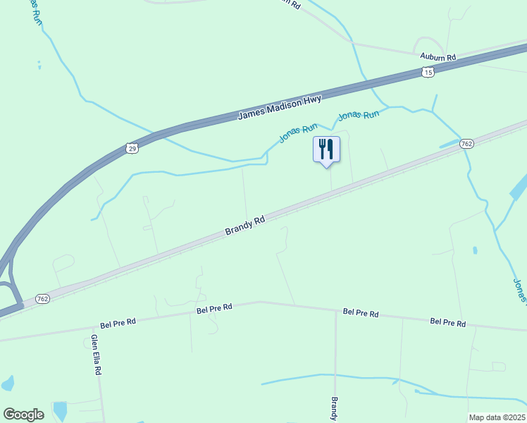 map of restaurants, bars, coffee shops, grocery stores, and more near 18173 Brandy Road in Culpeper