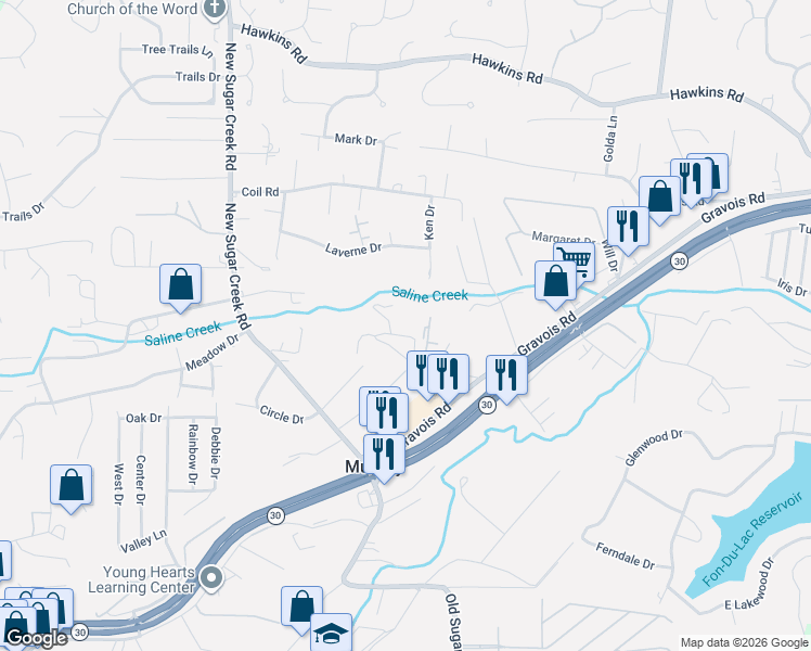 map of restaurants, bars, coffee shops, grocery stores, and more near 305 Vasel Drive in Fenton