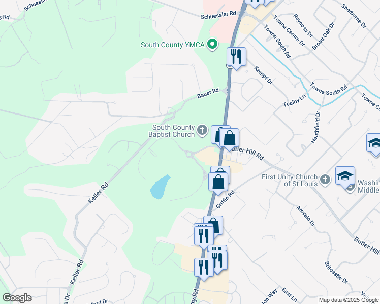 map of restaurants, bars, coffee shops, grocery stores, and more near in Sappington