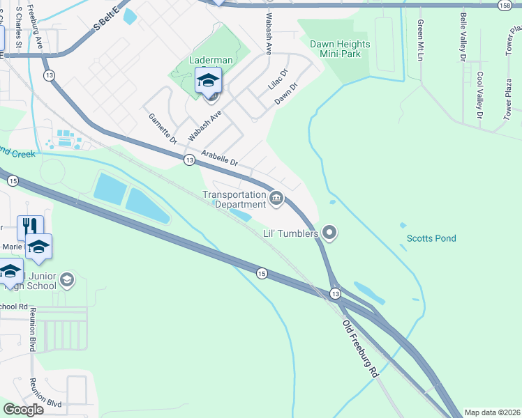 map of restaurants, bars, coffee shops, grocery stores, and more near 46 Periwinkle Circle in Belleville
