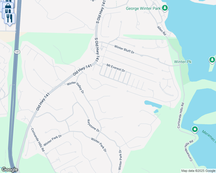 map of restaurants, bars, coffee shops, grocery stores, and more near 1036 Fenton Park Drive in Fenton