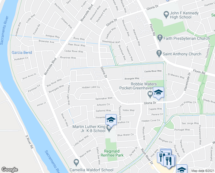 map of restaurants, bars, coffee shops, grocery stores, and more near in Sacramento
