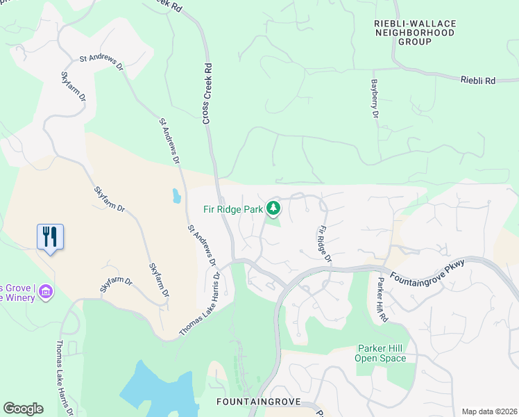 map of restaurants, bars, coffee shops, grocery stores, and more near 3683 Wyndemere Circle in Santa Rosa