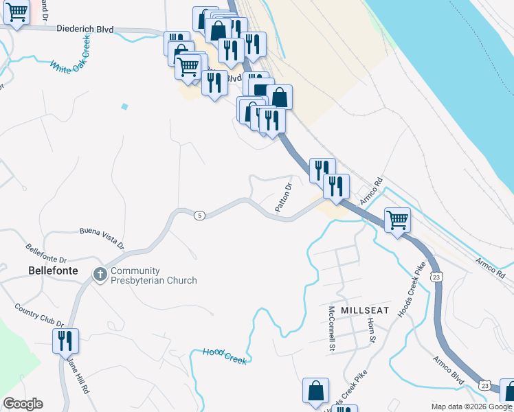 map of restaurants, bars, coffee shops, grocery stores, and more near 199 Pearman Ct in Westwood
