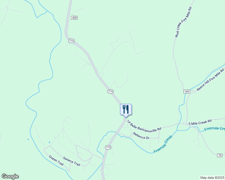 map of restaurants, bars, coffee shops, grocery stores, and more near 4764 Ohio 775 in Proctorville