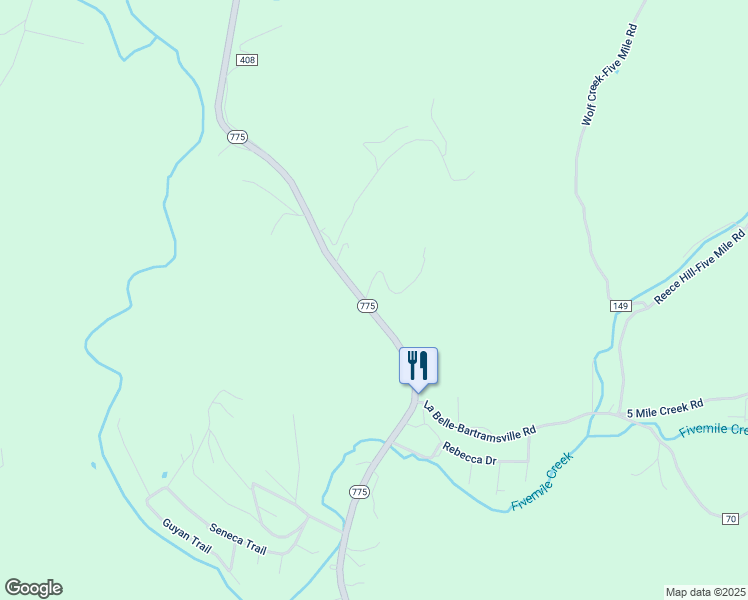 map of restaurants, bars, coffee shops, grocery stores, and more near 4764 Ohio 775 in Proctorville