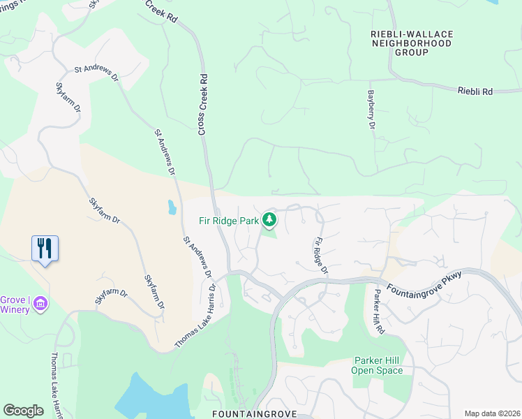 map of restaurants, bars, coffee shops, grocery stores, and more near 3683 Wyndemere Circle in Santa Rosa
