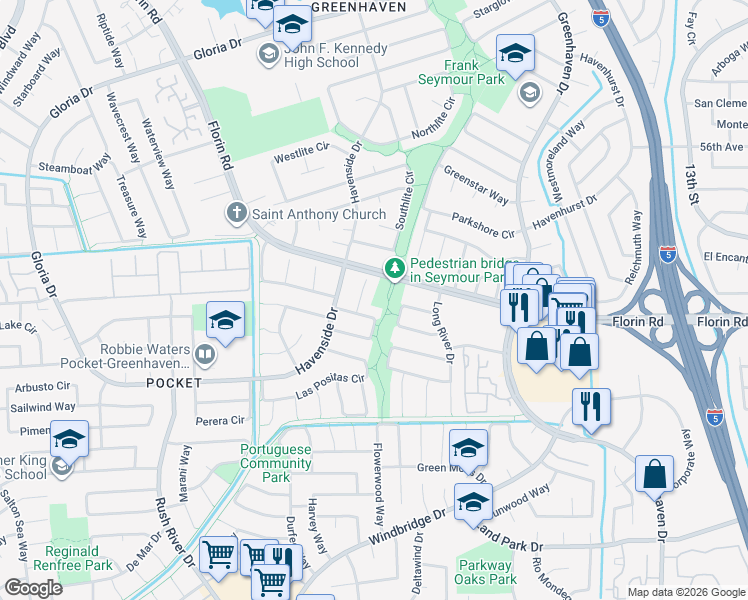 map of restaurants, bars, coffee shops, grocery stores, and more near in Sacramento
