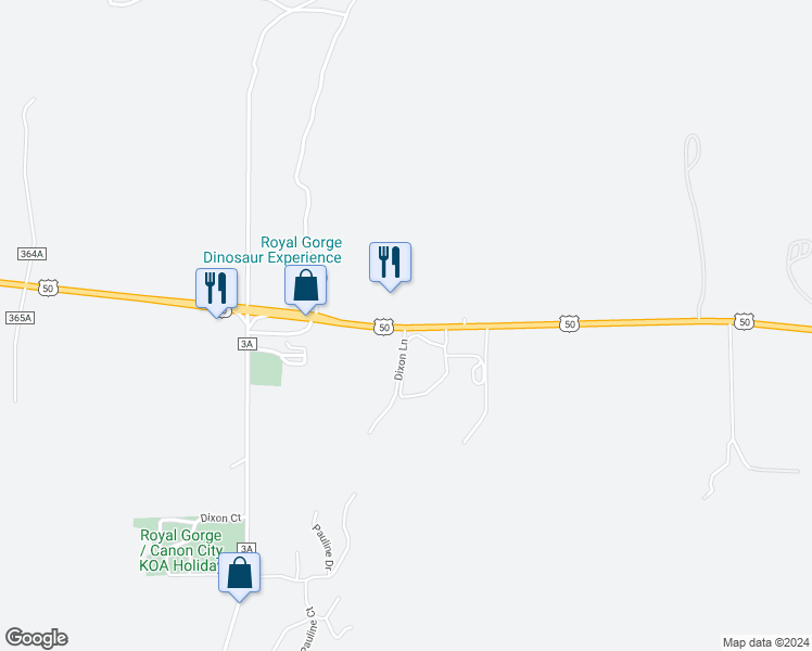 map of restaurants, bars, coffee shops, grocery stores, and more near U.S. 50 in Cañon City