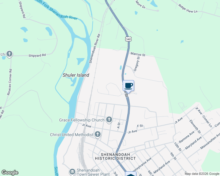 map of restaurants, bars, coffee shops, grocery stores, and more near 209 High Knoll Terrace in Shenandoah