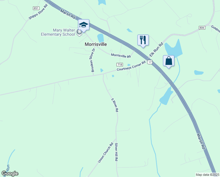map of restaurants, bars, coffee shops, grocery stores, and more near 13095 South River Road in Sumerduck