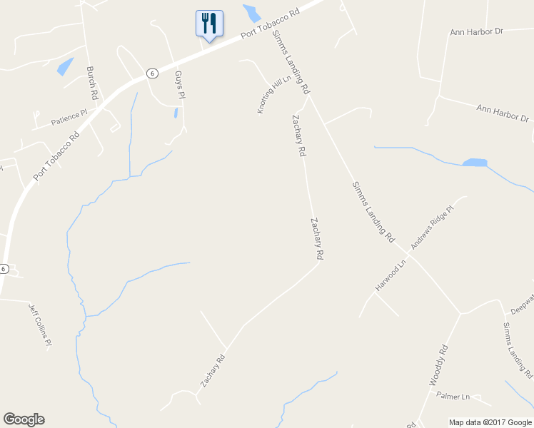 map of restaurants, bars, coffee shops, grocery stores, and more near 7855 Zachary Road in Port Tobacco