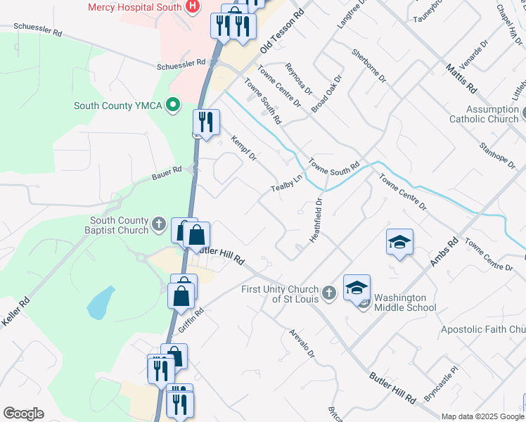 map of restaurants, bars, coffee shops, grocery stores, and more near 4940 Marchwood Drive in St. Louis