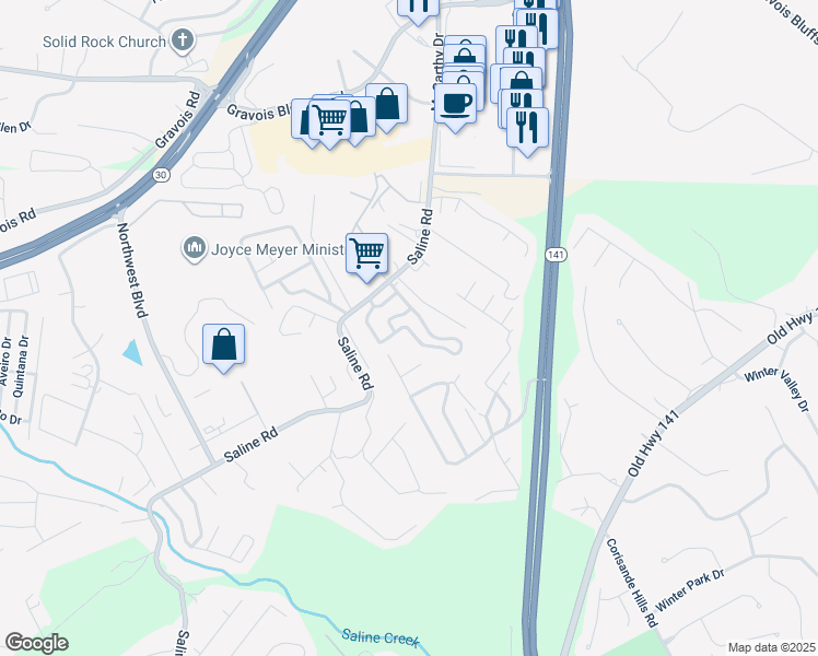 map of restaurants, bars, coffee shops, grocery stores, and more near 617 Stone Bluff Court in Fenton