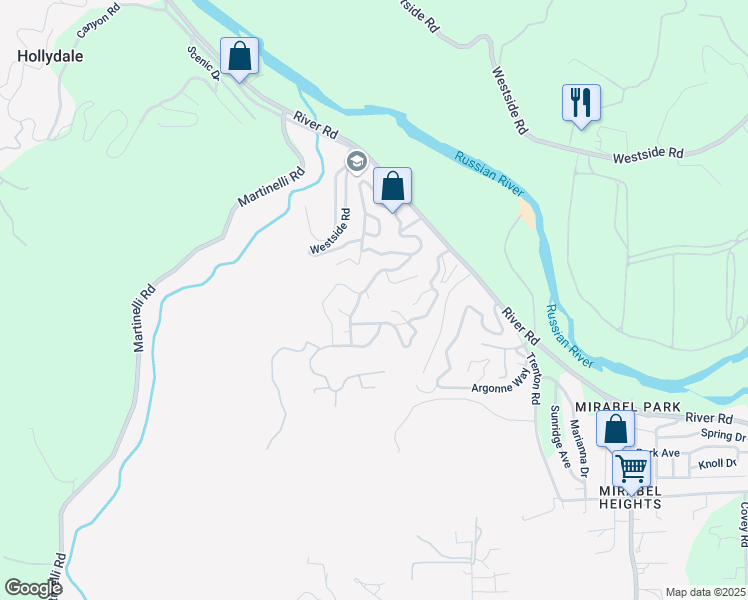 map of restaurants, bars, coffee shops, grocery stores, and more near 206 Farrell Drive in Forestville