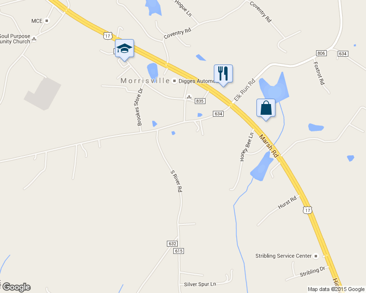 map of restaurants, bars, coffee shops, grocery stores, and more near 13095 South River Road in Sumerduck